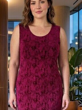 R&M Richards Wine Lace Maxi Dress